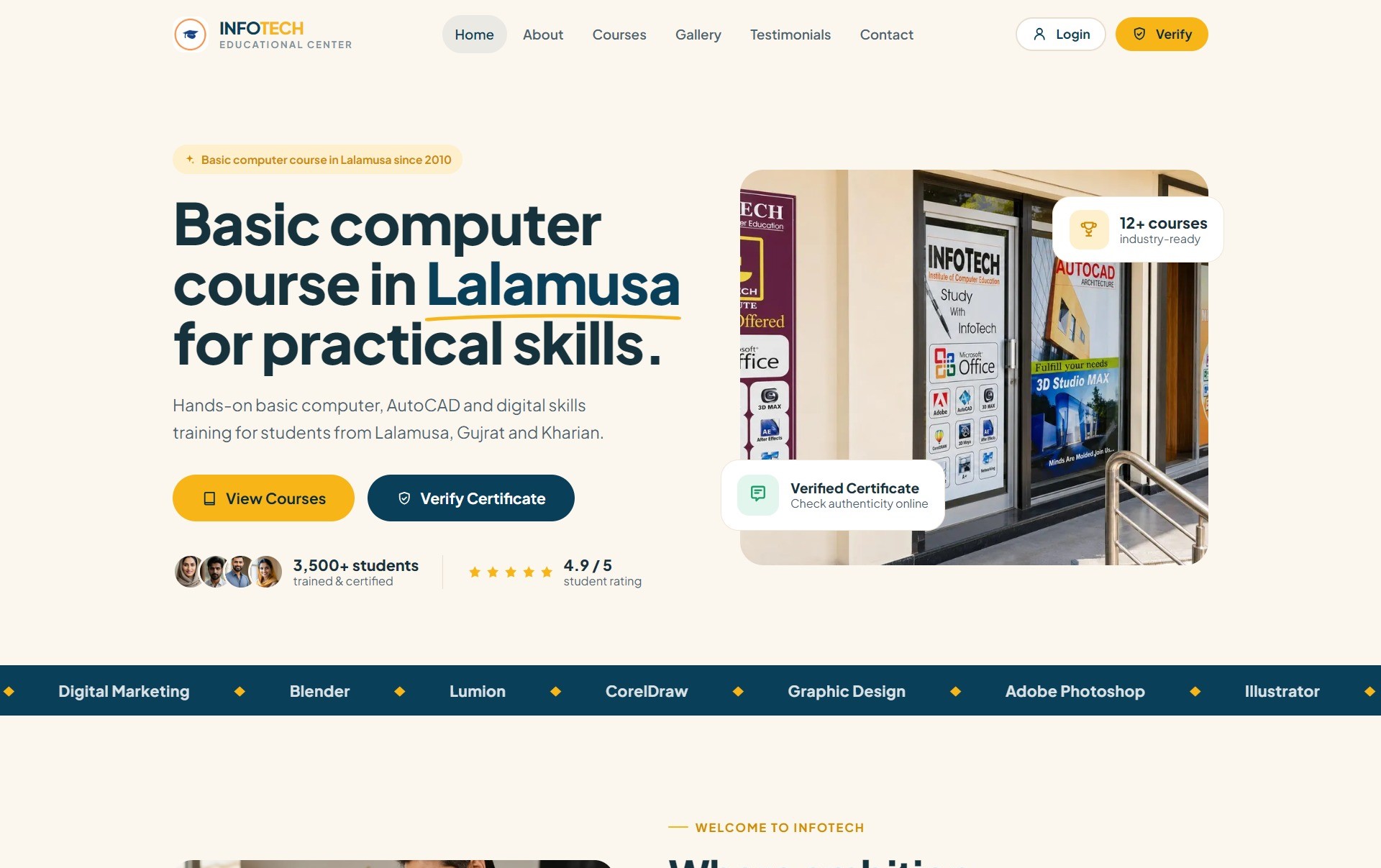 Infotech Institute — Education · Website project by DotVertex