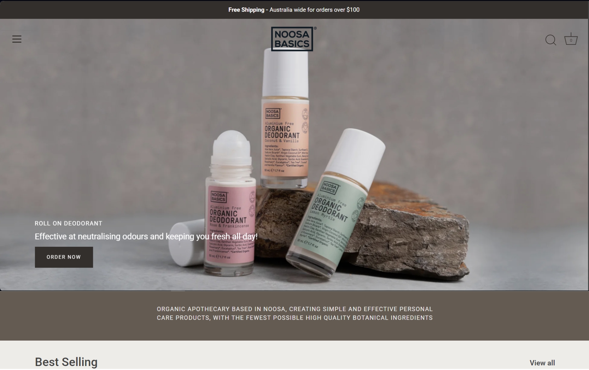 Noosa Basics — E-commerce · Skincare case study by DotVertex