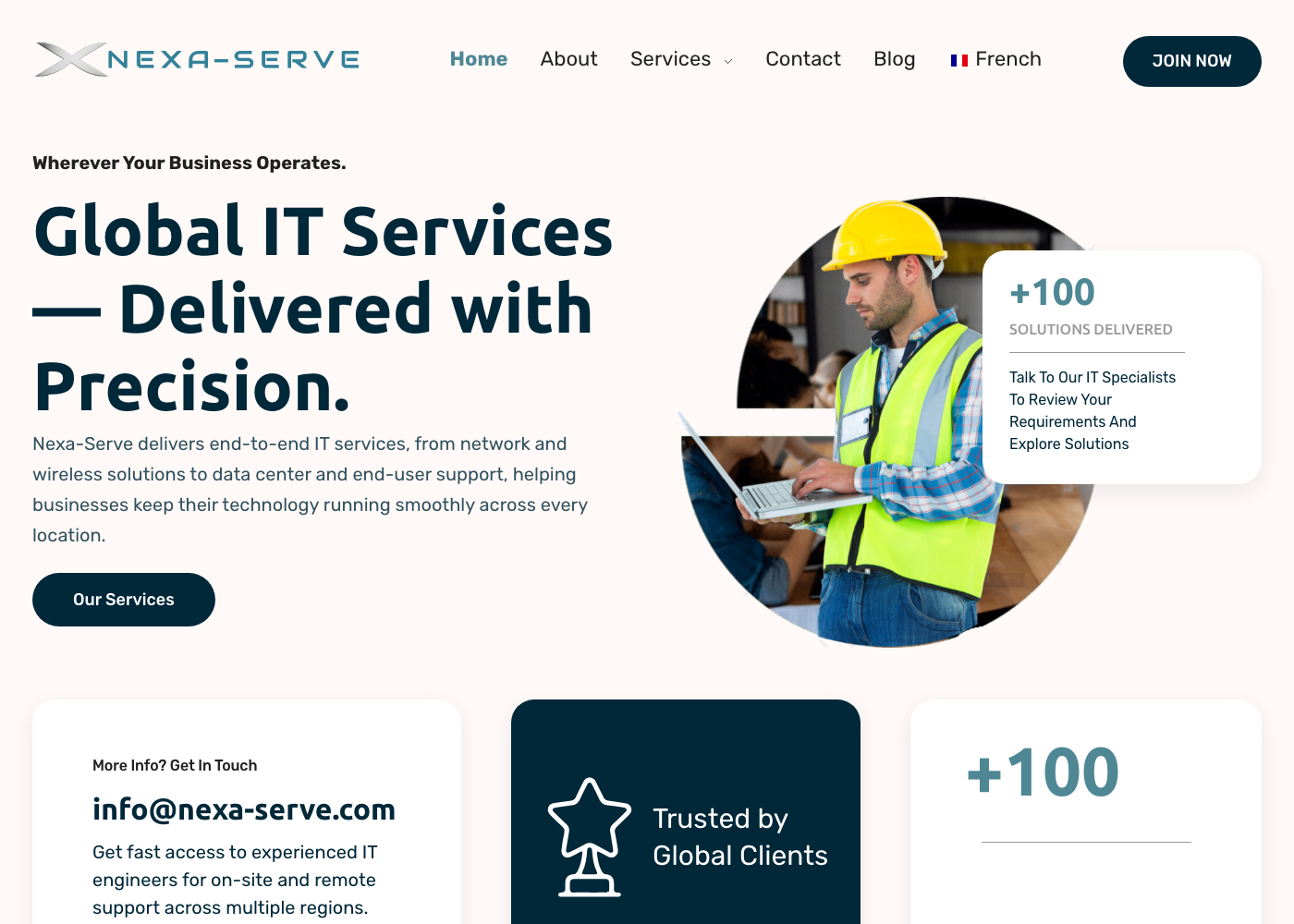 Nexa Serve — Site vitrine · Génération de leads project by DotVertex