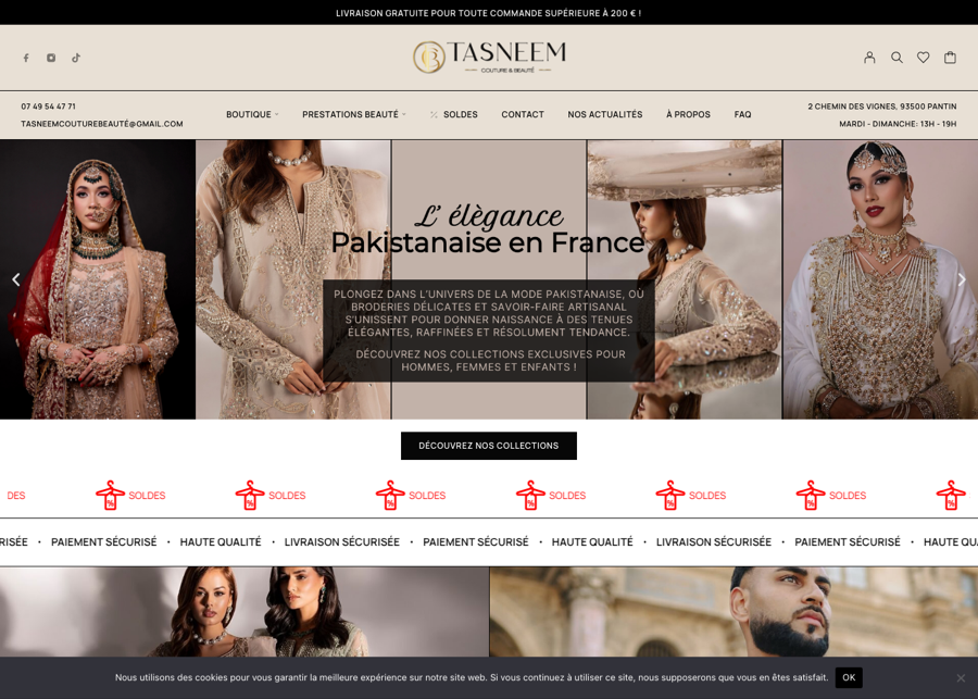 Tasneem Couture — Mode · Shopify project by DotVertex